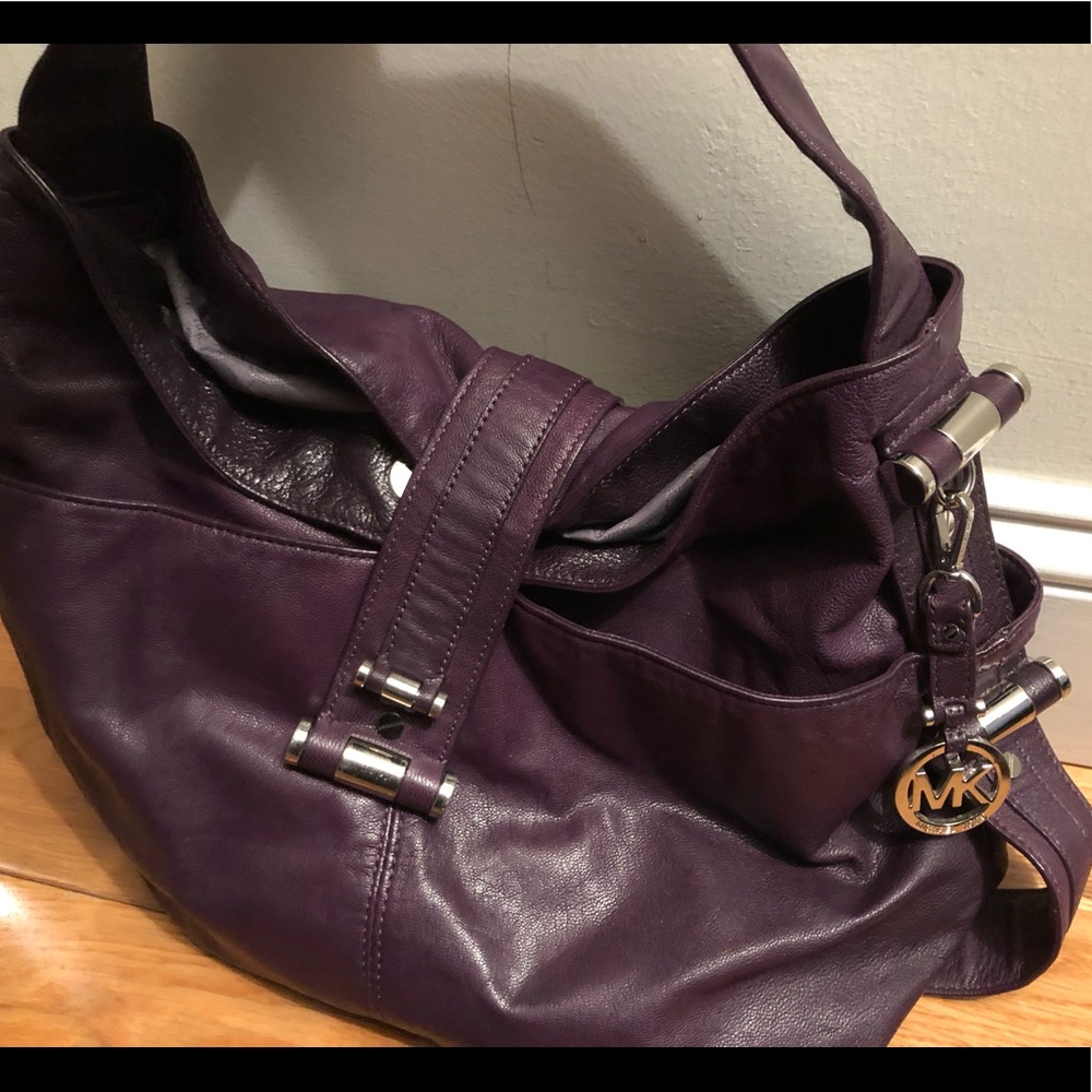 Purple Michael bag with silver hardware